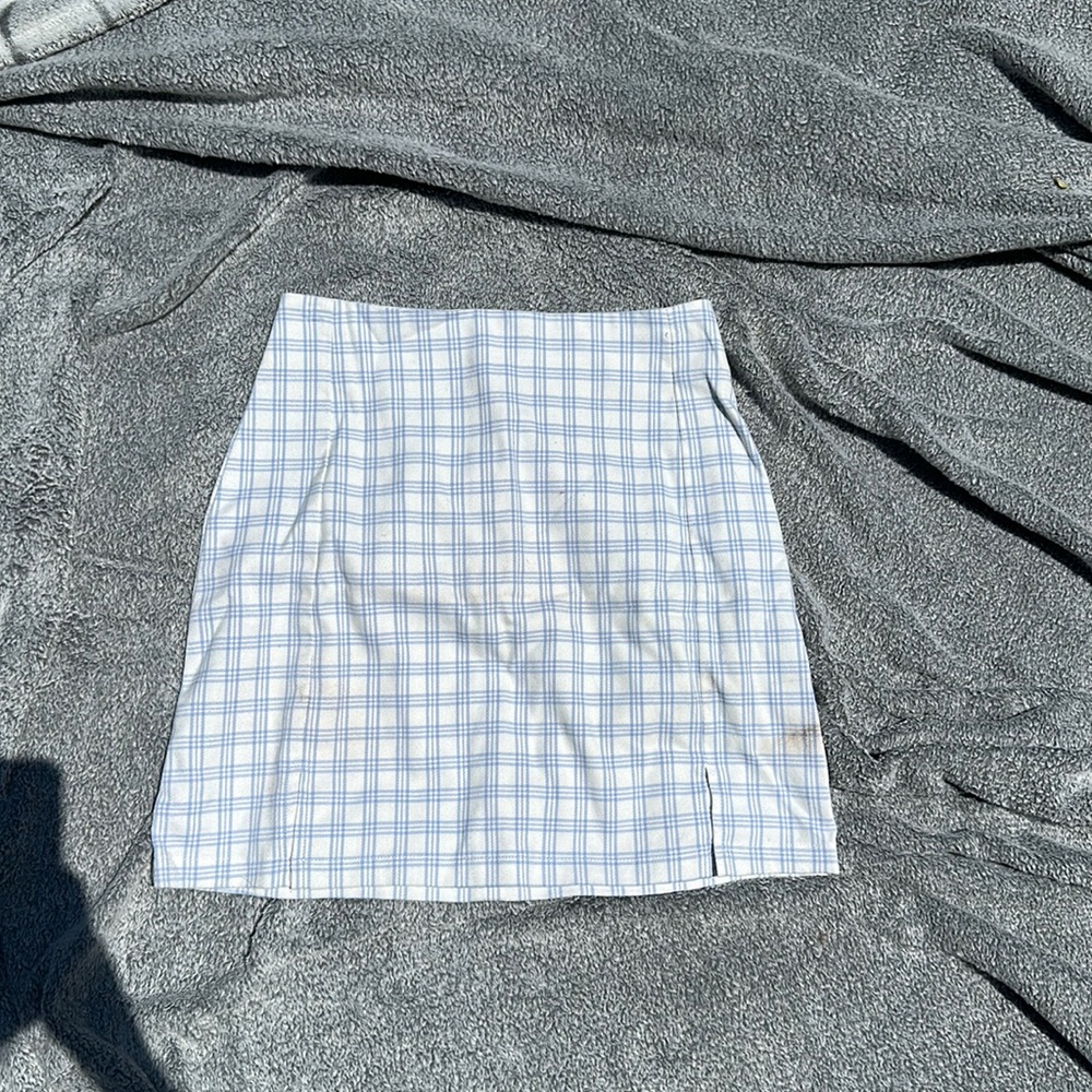 Brandy Melville plaid mini skirt (blue and white)
